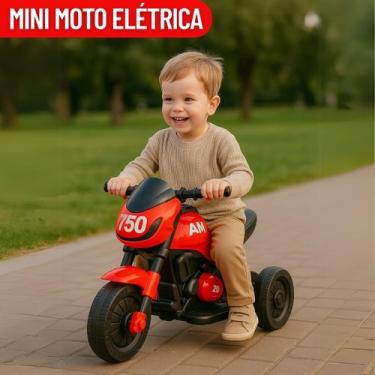 Imagem de Mini Moto Elétrica Infantil criança Esportiva corrida Vermelha  Divers