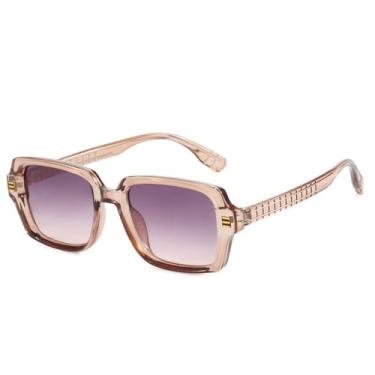 Imagem de HPIRME Óculos de sol rebite masculino e feminino quadrado óculos de sol proteção UV protetor solar, 4, tamanho único