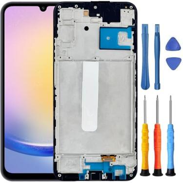 Imagem de Foufinin Substituição de tela para Samsung Galaxy A25 5G para Samsung A25 5G com moldura SM-A256E A256W SM-A256U SM-A256V Display LCD Touch Digitalizador Assembléia com ferramentas preta