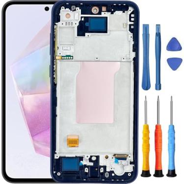 Imagem de Foufinin Substituição de tela para Samsung Galaxy A35 5G para Samsung A35 5G com moldura SM-A356E A356W SM-A356U SM-A356V Display LCD Touch Digitalizador Assembléia com ferramentas preta