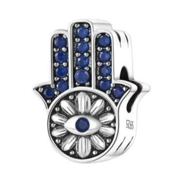 Imagem de Contas de Borboleta e Pata de Cão em Esmalte Azul e Prata - Para Pulse