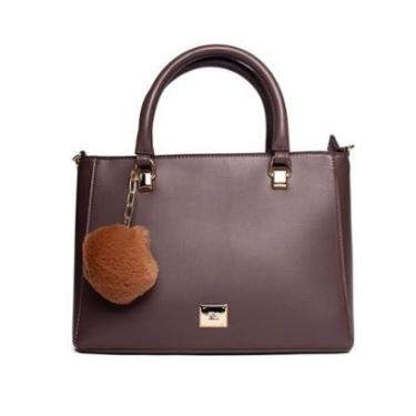 Imagem de Bolsa Feminina Rafitthy Tote Média Croco com Pompom Preto-Feminino