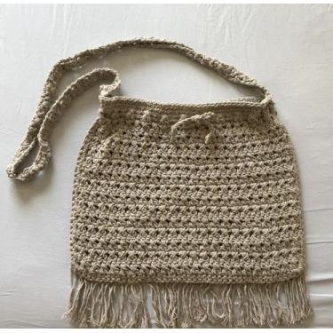 Imagem de Bolsa Crochê Transversal com Franjas - Myrna Crochê, Bege