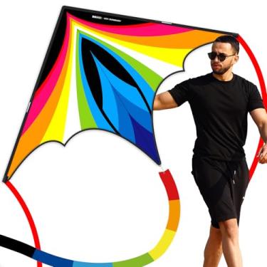 Imagem de Doinfly Delta Kite - Fácil De Empinar, Perfeito Para Diversão Ao Ar Livre, Conjunto Completo Com Pipa, Prancha E Linha, Design Atraente, Ideal Jogos Atividades Praia, Iniciantes (Arco-Íris)