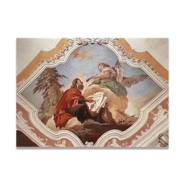 Imagem de Impressão em tela The Prophet Isaiah Giovanni Battista Tiepolo – Obra-prima rococó barroca, pintura escolar de Veneza, pintura a óleo decorativa para galeria doméstica 60 x 84 cm
