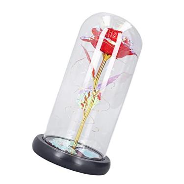 Imagem de Iluminação Decoração de Vidro, Elegante Decoração Vidro Rosa Iluminada Beautiful Evite Broken Gold Foil Colorido para Escritório para Namorada (Gold em mosaico vermelho)