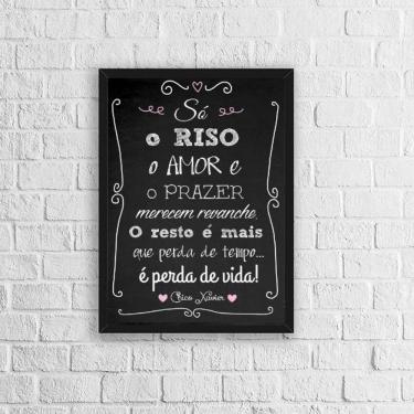 Imagem de Quadro Riso Amor E Prazer Chico Xavier 33X24Cm Vidro - Preta