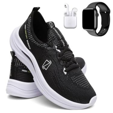 Imagem de Kit Tênis Masculino Esportivo Corrida Caminhada Leve Macio + Relógio Digital + Fone Preto/40