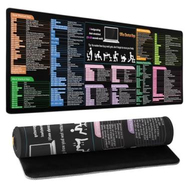 Imagem de Mouse pads de teclas de atalho Excel para mesa 81,5 x 28 cm Excel Cheat Sheet Pad PC Office Spreadsheet Keyboard Mat com base antiderrapante bordas costuradas estendidas grandes tapetes de mesa de