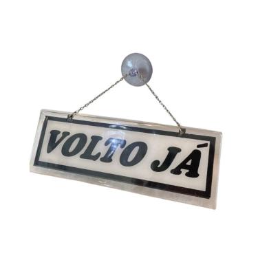 Imagem de Placa Aberto/Volto Já Acrílico - 210mm x 70mm