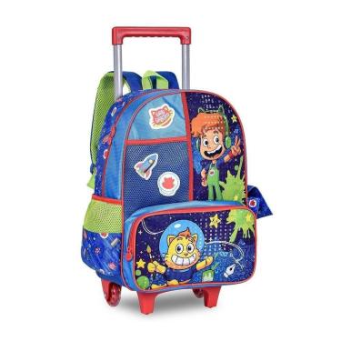 Imagem de Mochila Rodinha Gato Galáctico Azul 40x30x13 - Clio Gg24116k