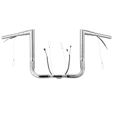 Imagem de Prewired Gancho Fat Ape Pré-Instalado De 1 1/2" Com Elevação 12" Para Guidão Rise Bagger Harley Street Glide/Electra Glide/Ultra Limited 2014-2023, Cabo Can-Bus E Linha Guia, Barra Em Ângulo Reto, C