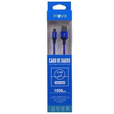 Imagem de Cabo De Dados Micro Usb V8 Inova 1 Metro Azul Cbo-5826