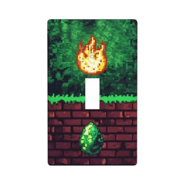 Imagem de Placa decorativa para interruptor de luz Mine Gamer, placa decorativa de parede, 1 placa de interruptor de grupo e capas de tomada 7 x 11,4 cm para quarto, banheiro, cozinha, decoração de casa