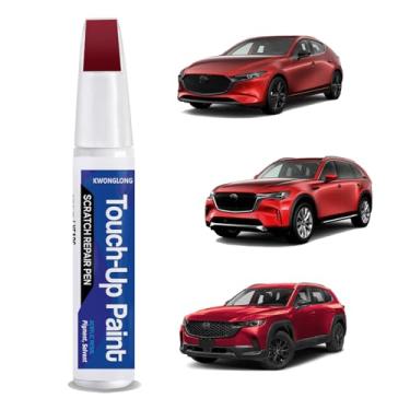 Imagem de Tinta de retoque 46V Soul Red Crystal Metallic compatível com Mazda, caneta reparadora de arranhões 2 em 1 correspondência de cor exata, caneta de reparo de arranhões de carro