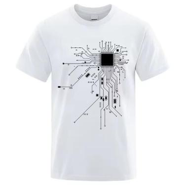 Imagem de Camiseta Unissex Diagrama de circuito Processador Nerd Geek algodão fi