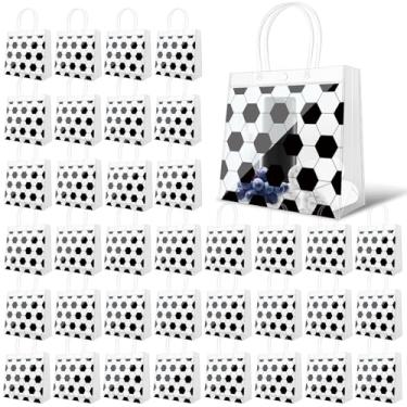 Imagem de Demonwer 36 peças de bolsa transparente de futebol com alças PVC tema esportivo guloseimas doces saco de lembrancinha de festa para presentes de aniversário do time 20 × 8 cm