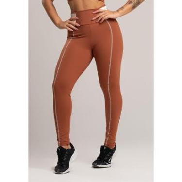 Imagem de Calça Legging Cós Off White Cintura Alta Poliamida Mvb Modas-Feminino