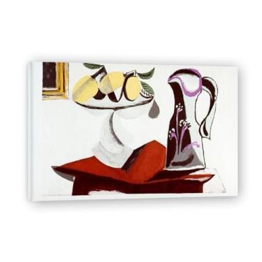 Imagem de LKXGRRSFG Impressão em tela Cubismo Pablo Picasso Lemon And Jug – Reprodução profissional arte moderna 50 x 50 cm