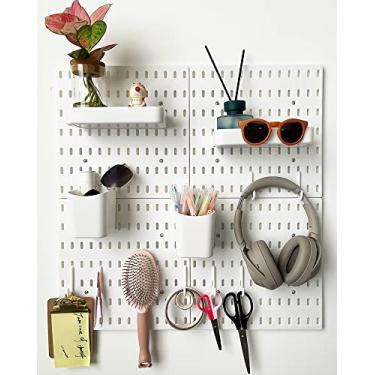 Imagem de Kit organizador de parede com combinação de acessórios de Pegboard, prateleira de quadro de apoio para quarto, escritório, banheiro, caixotes de quadro de pegboard com 4 peças de quadros e 12