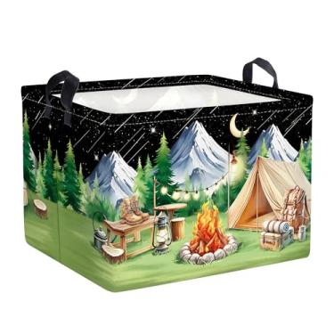 Imagem de HUUMONSS Cesto de roupa suja dobrável para acampamento noturno cesta de armazenamento infantil grande meninos meninas caixa de presente para quarto ao ar livre, montanha, 36L