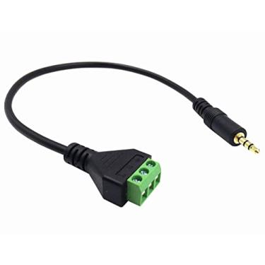 Imagem de Qaoquda Cabo de bloco de terminais de 3,5 mm, banhado a ouro, 3 polos, TRS estéreo macho para AV 3 pinos, terminal de parafuso sem solda, alto-falante balun, conversor de fone de ouvido, cabo