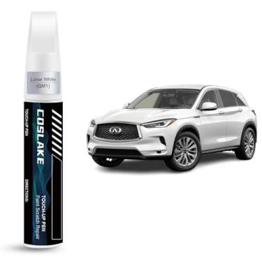 Imagem de COSLAKE Tinta de retoque de carro (branco unar (QM1)) para INFINITI, kit de reparo de arranhões de tinta de carro, solução rápida e fácil de reparar, caneta removedor de arranhões 2 em 1 com 2