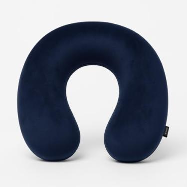 Imagem de Almofada de Pescoço para Viagem Travesseiro com Espuma Viscoelástica Macio (Azul)