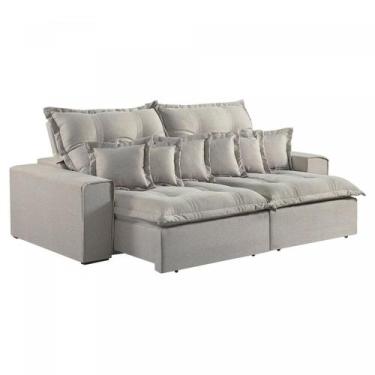 Imagem de Sofá Retrátil e Reclinável 250cm com 6 Almofadas M144 - Linho Cinza Cl