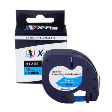 Imagem de Fita Compatível Dymo Letratag 91205 Azul Letra Preta 12mm - Genérica D