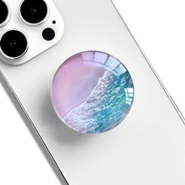 Imagem de WUYULB Suporte De Celular Expansível E Dobrável Em Cristal Transparente Para Smartphones Tablets (Praia Rosa)