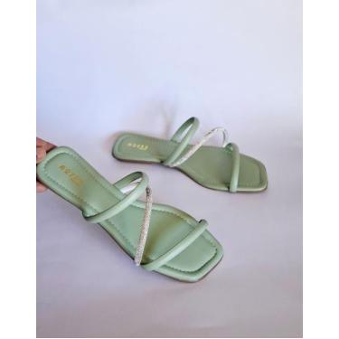 Imagem de Rasteira Feminina Sandalia Rasteirinha Tiras Strass Original Luxo - Ro