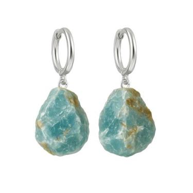 Imagem de Brinco de Argola Ônix Azul - Cristal Natural, Prata 925