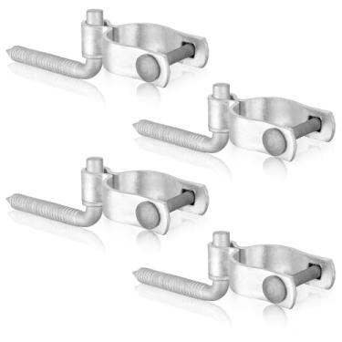 Imagem de MorningRo Conjunto de dobradiças de portão agrícola de 8 peças de 1,5 cm x 5 cm dobradiça de poste de portão em zinco, parafuso de madeira de 1,5 cm x 11,5 cm