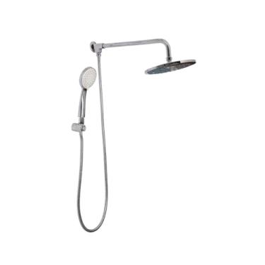 Imagem de Kit Chuveiro Redondo de Parede Macaé com Desviador Mundaú e Ducha Manual Guará Pingoo.casa - Prata