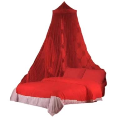 Imagem de Mosquiteiro Cortinado Renda Filó Serve Para Cama Casal e Queen-Adequado para quartos e acampamentos ao ar livre(vermelho)