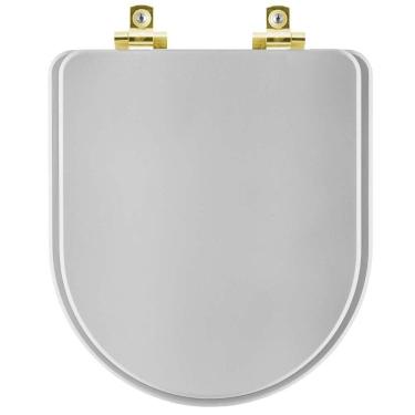 Imagem de Assento Sanitário Soft Close Carrara Cinza Real Para Vaso Deca Com Ferragem Dourada