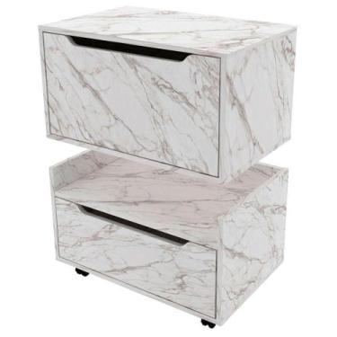 Imagem de Kit Balcão E Gabinete De Banheiro 1 Porta 1 Gaveta E Rodízio Mármore B