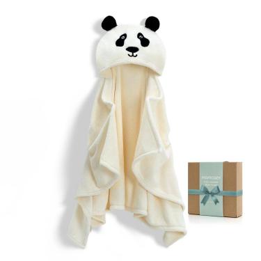 Imagem de Toalha de bebê com capuz Momcozy Visualize Health Label Coral Fleece