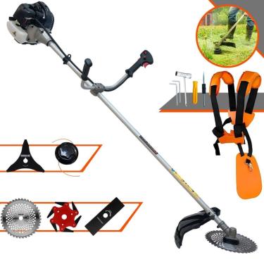 Imagem de Máquina de Cortar Grama Anmax CG430B À Gasolina 1,7HP 43cc Com Lâmina Facão + Lâmina 3 Pontas + Lâmina 6 Pontas + Disco 40 Dentes + Carretel Nylon