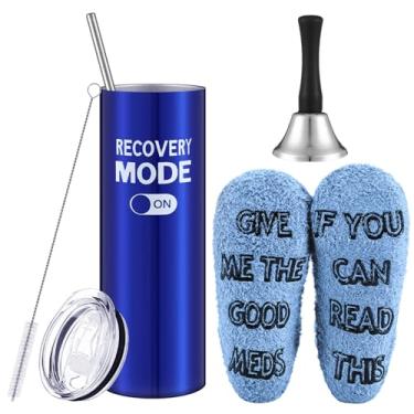 Imagem de Teenyyou 3 peças engraçadas Get Well Soon Gifts 590 ml caneca de hospital felpuda engraçada recuperação meias prata aço chá sino de mão recuperação cirurgia presentes para pacientes com quimioterapia