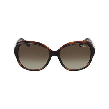 Imagem de Óculos de sol VOGUE feminino VO2871S quadrado, Striped Dark Havana/Brown Gradient, 56 mm