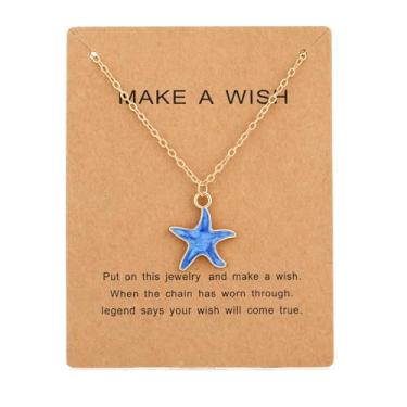 Imagem de KURTCB Colar de estrela do mar da amizade, boêmio, costeiro, praia, joias para mulheres, presentes de Natal para melhores amigas com cartão de mensagem, free size, Zinco, Sem Pedra Preciosa