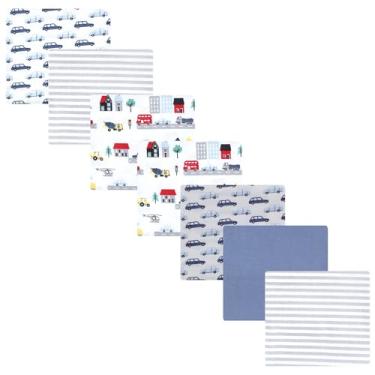 Imagem de Luvable Friends Hudson Baby Flanela Recebendo Cobertores 7 unidades, Vida na cidade metropolitana, 30x30 inches