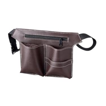 Imagem de OIIBWQ Bolsa de Ferramentas de Salão de Beleza, Bolsa de Cintura de PU para Cabeleireiro, Cinto Ajustável, Pochete Hipster para Ferramentas de Cabeleireiro, Marrom, Tamanho real
