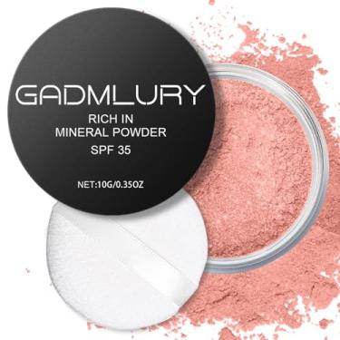 Imagem de Blush em pó mineral, FPS 35, protetor solar, blush mineral solto, pó natural para o rosto, cobertura montável para cores saudáveis (#07 Shine Rose BlushMakeup)