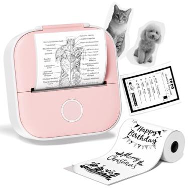 Imagem de Ponek Mini impressora de adesivos, mini impressora T02, máquina de fazer adesivos com 1 rolo de papel, máquina de notas de tinta térmica Bluetooth para aprendizagem, diário, anotações, diagramas