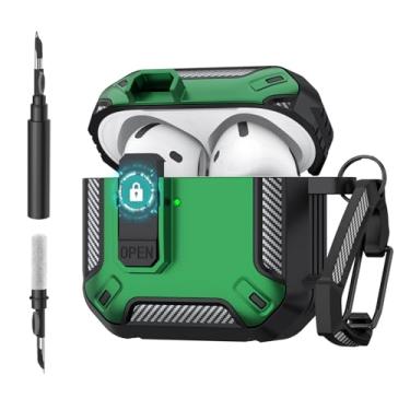 Imagem de Wanme Capa para AirPods 4, capa protetora rígida à prova de choque compatível com Apple AirPods 4ª geração para mulheres e homens, capa de proteção total para Airpod 4 com kit de limpeza, chaveiro