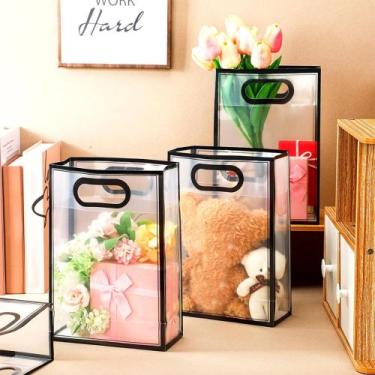 Imagem de Kit 10 Sacolas Plástica Para Presente Com Borda Design - GIFTS, Branco