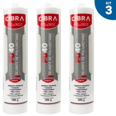 Imagem de Kit 3 Selantes PU 40 Selante de Poliuretano Adesivo Vedante Cibra Flex